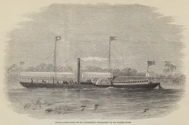 Dampfschiff für Dr. Livingstones Erforschung des Sambesi-Flusses gebaut